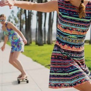 Title Nine Diamalete Active Dress Womens M Medium Multi Geo Tribal Lattice Back